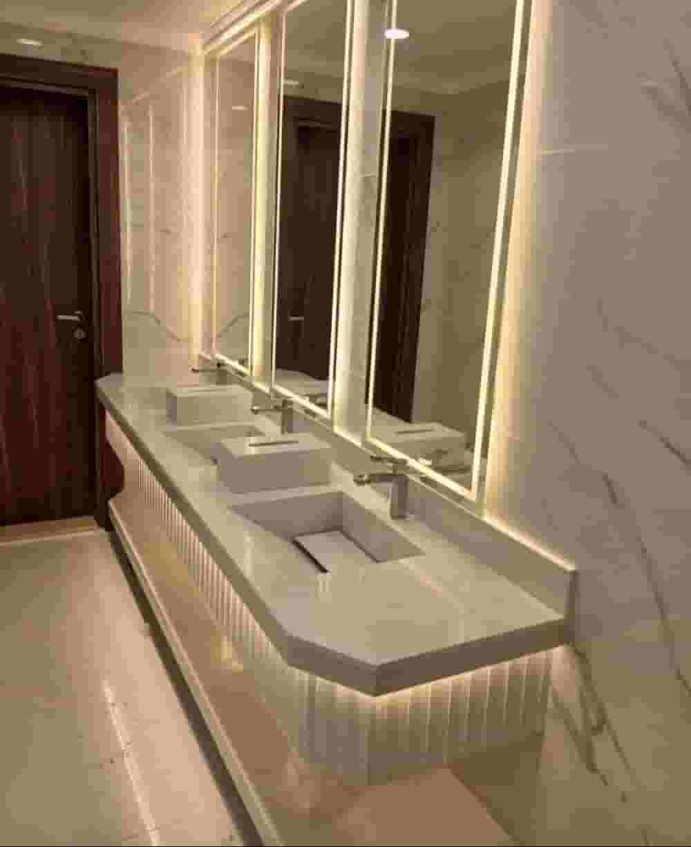 Installing the installation of marble washbasins, canteen and dining tables Installing the installation of marble washbasins, canteen and dining tables